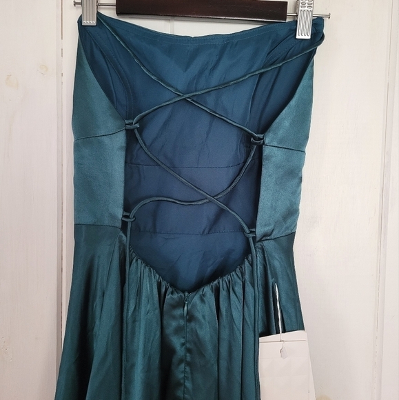 Satin Strapless Corset Back Prom Dress Gown Size 8 - Picture 4 of 11